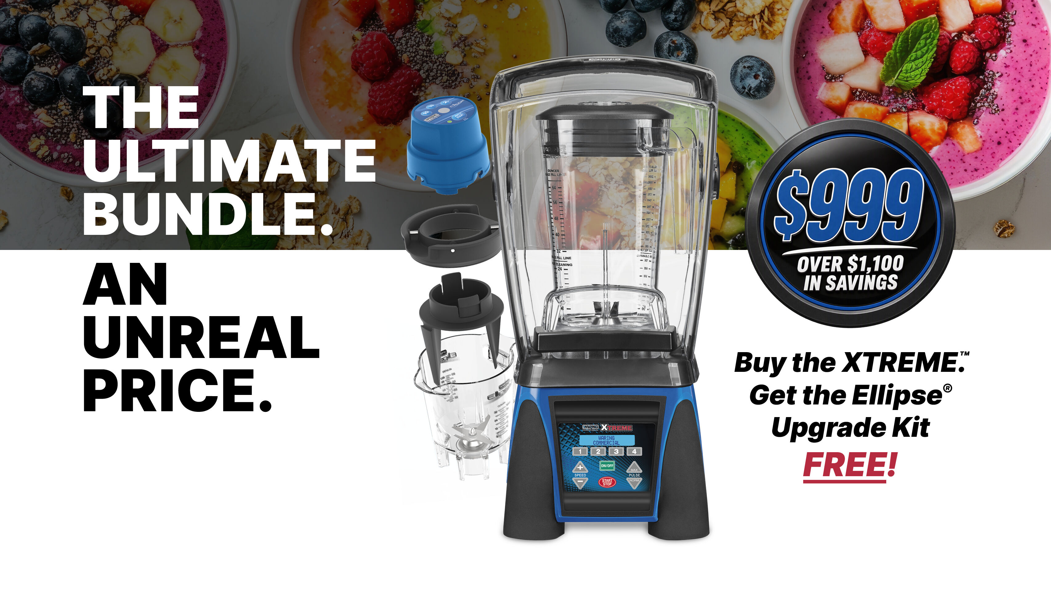 Ultimate Blender Deal. $999 for the MX1500 blender with a free Ellipse kit.