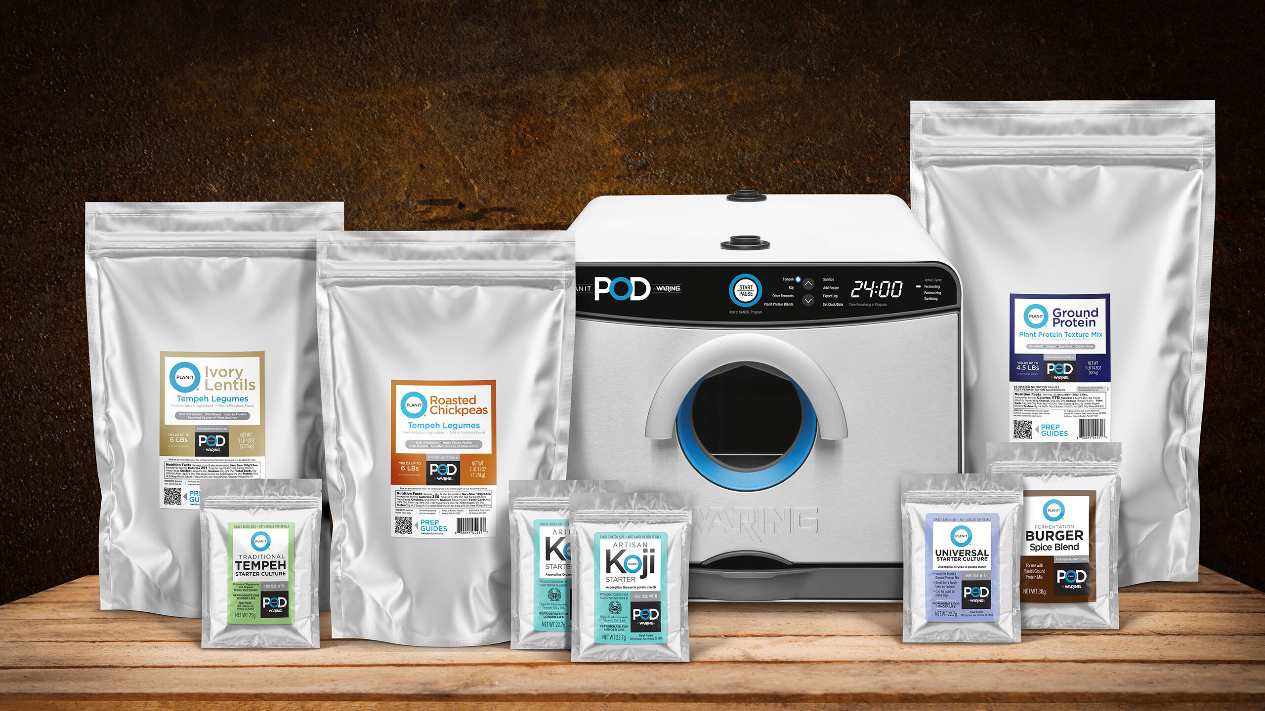 PlanitPOD fermentation chamber with planit protein starter kit packs