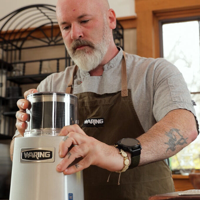 Food processor in action