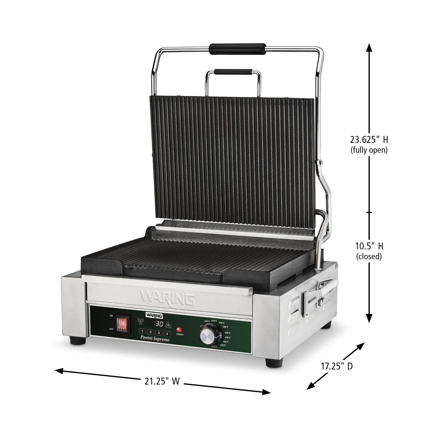 Ribbed Panini Grill with Programmable Timer, 14.5" x 11" image number 0