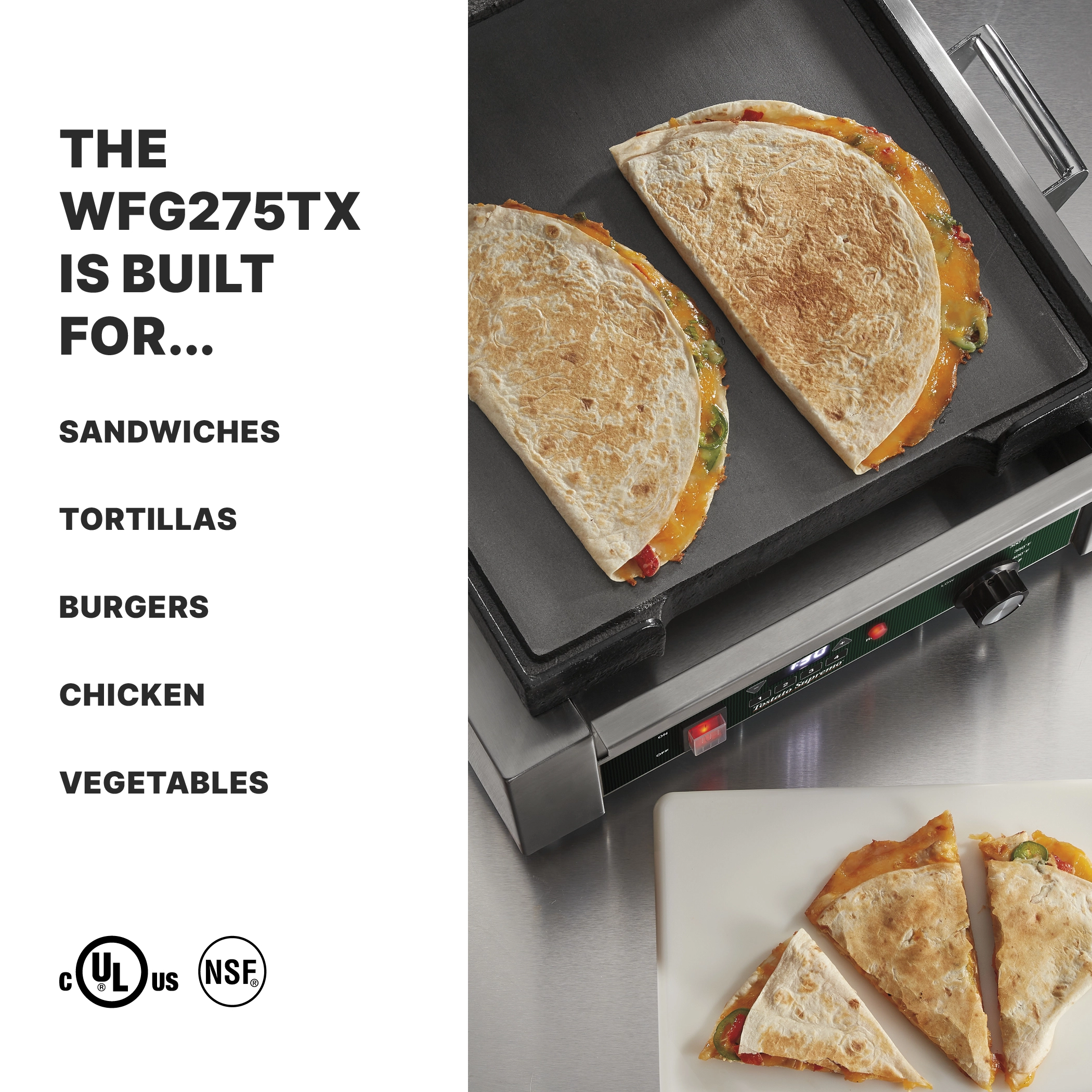 Flat Panini Grill with Programmable Timer, 14" x 14"