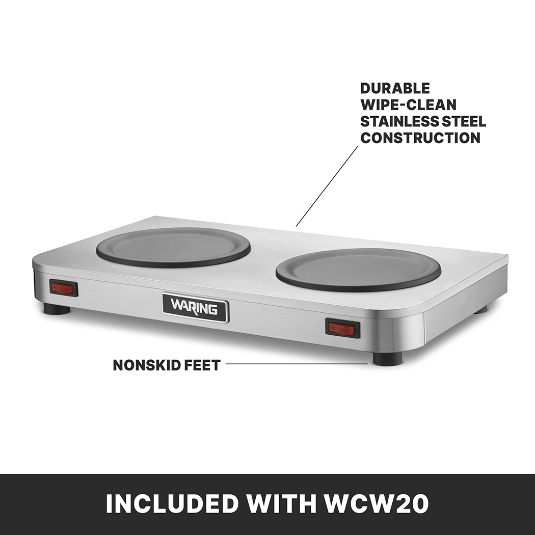 Waring Commercial WCW20 Double Coffee Carafe Warmer - 2 Burner, 120V, Stainless Steel - View #2