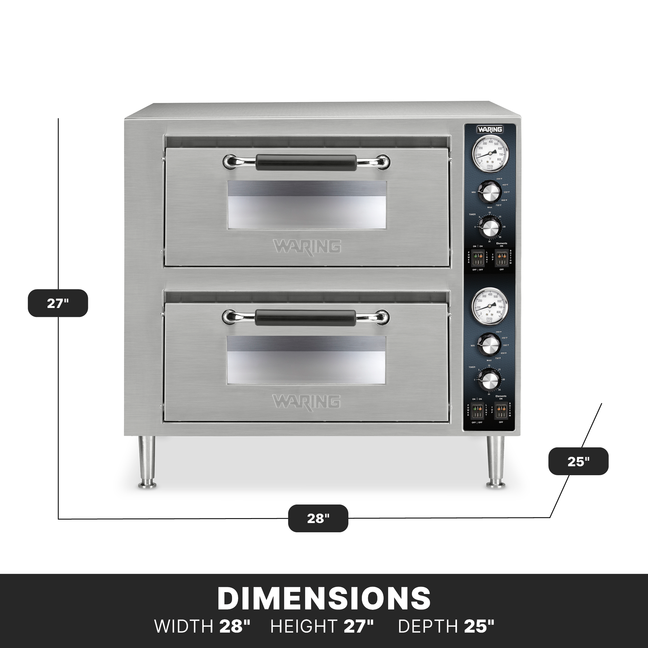 Double-Deck Pizza Oven Heavy-Duty, Dual Chamber Waring
