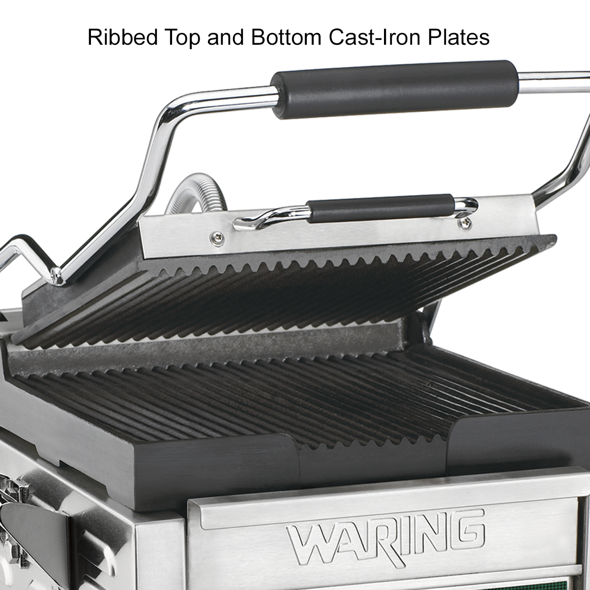 Ribbed Panini Grill with Timer, 9.75" x 9.25", 208 Volt