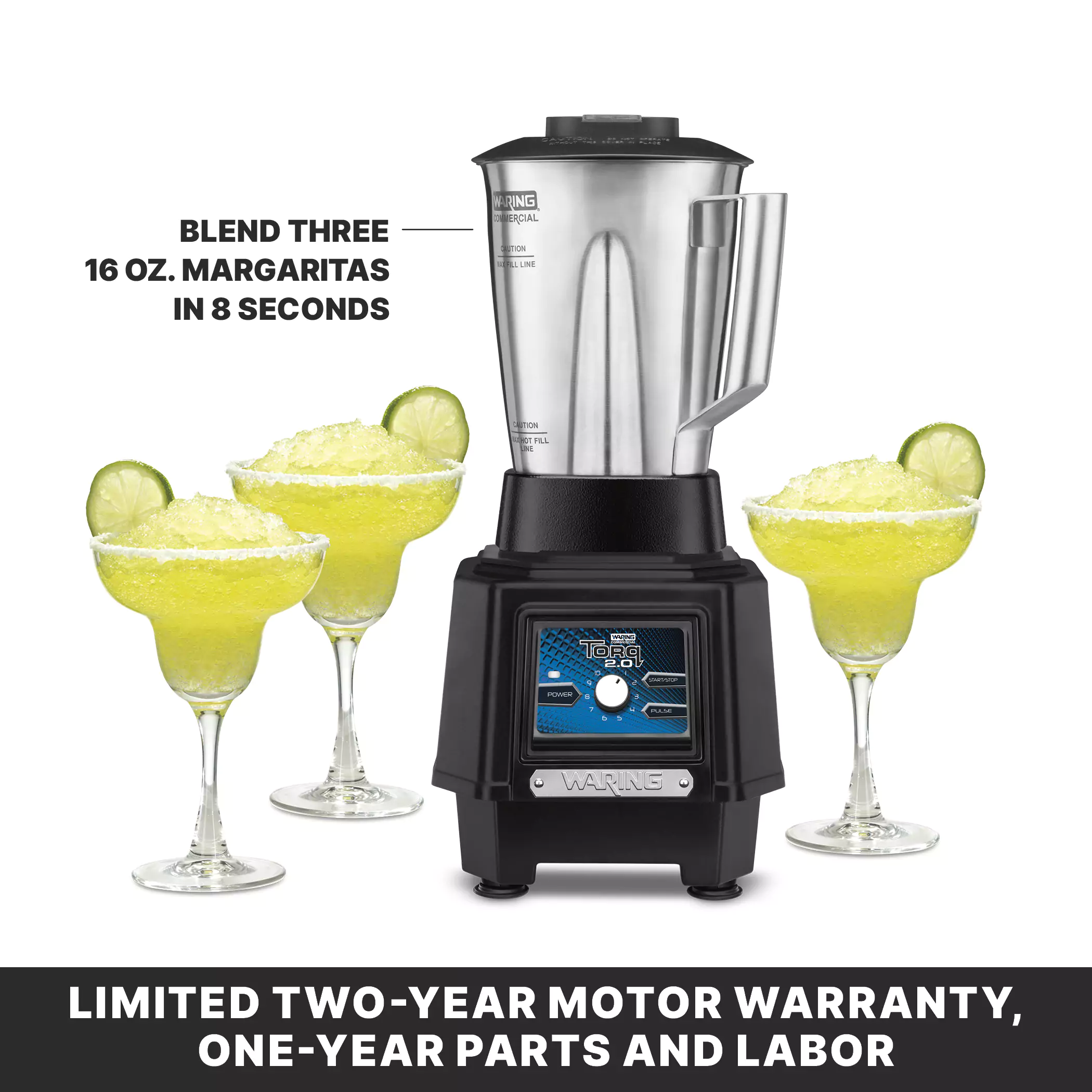 Torq 2.0 Commercial Blender | 48oz, Stainless Steel, Speed Dial 