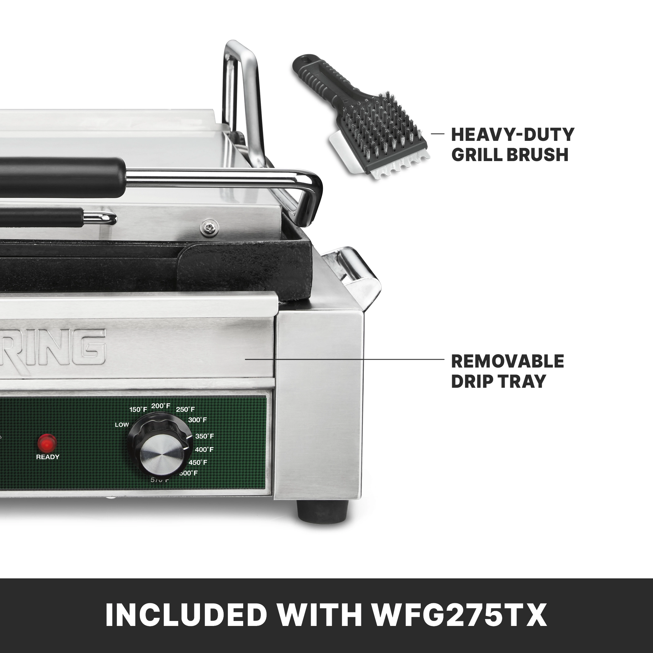 Flat Panini Grill with Programmable Timer, 14" x 14"