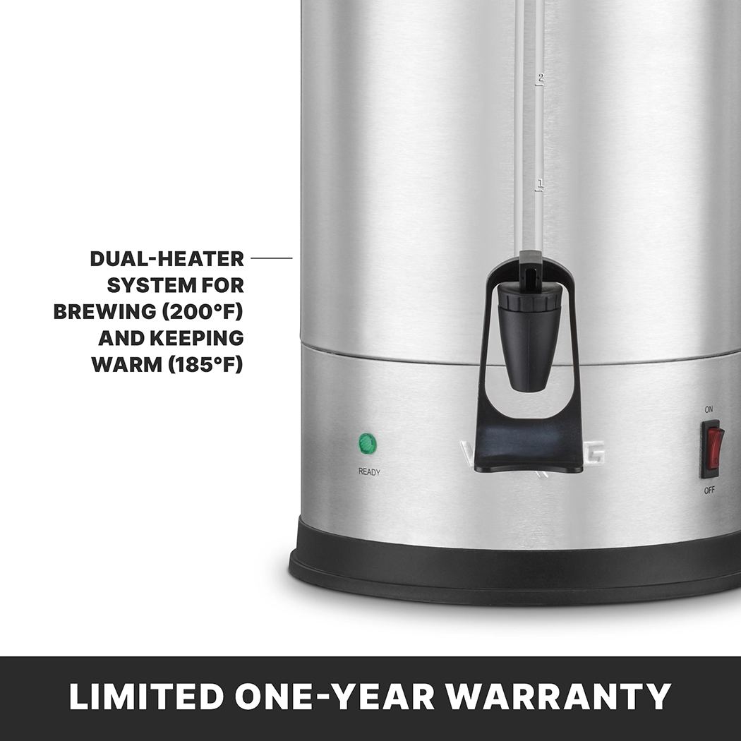 30-Cup Coffee Urn | Stainless Steel | Waring