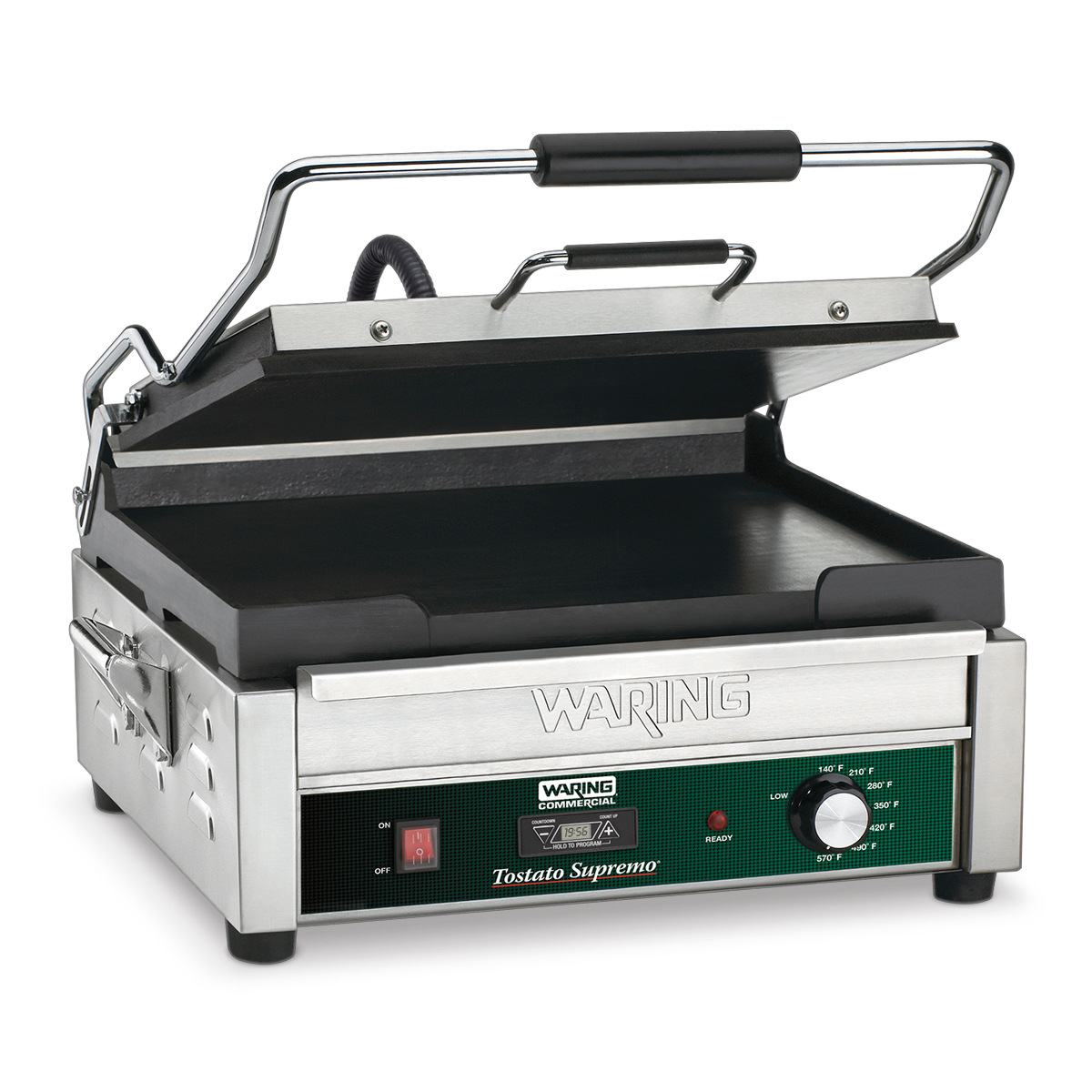 Flat Panini Grill with Timer, 14" x 14"
