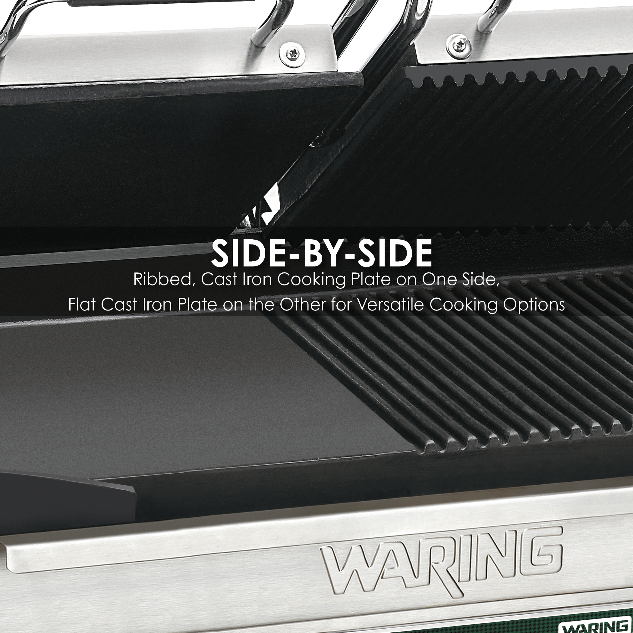 Double Flat Panini Grill with Timer, 17" x 9.5", 240 Volt