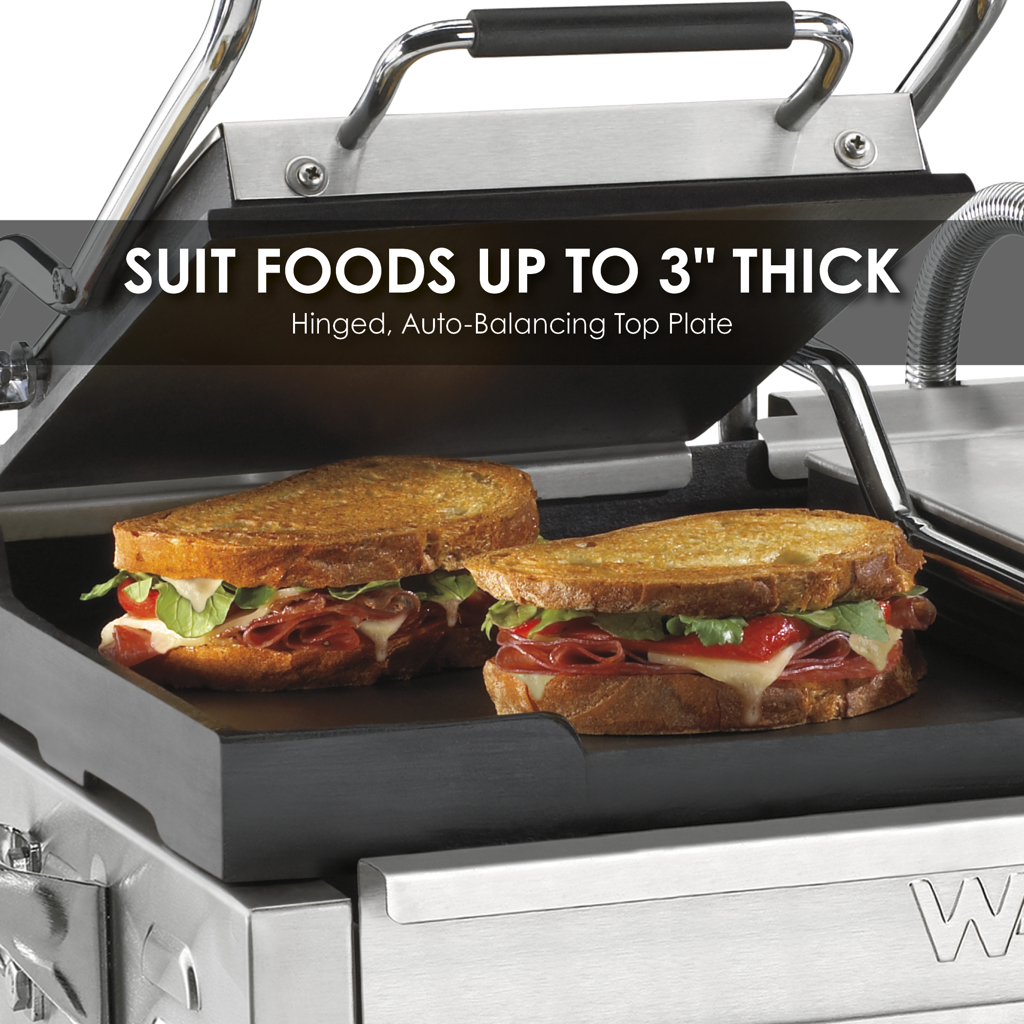 Double Flat Panini Grill with Timer, 9.75" x 9.25", 240 Volt