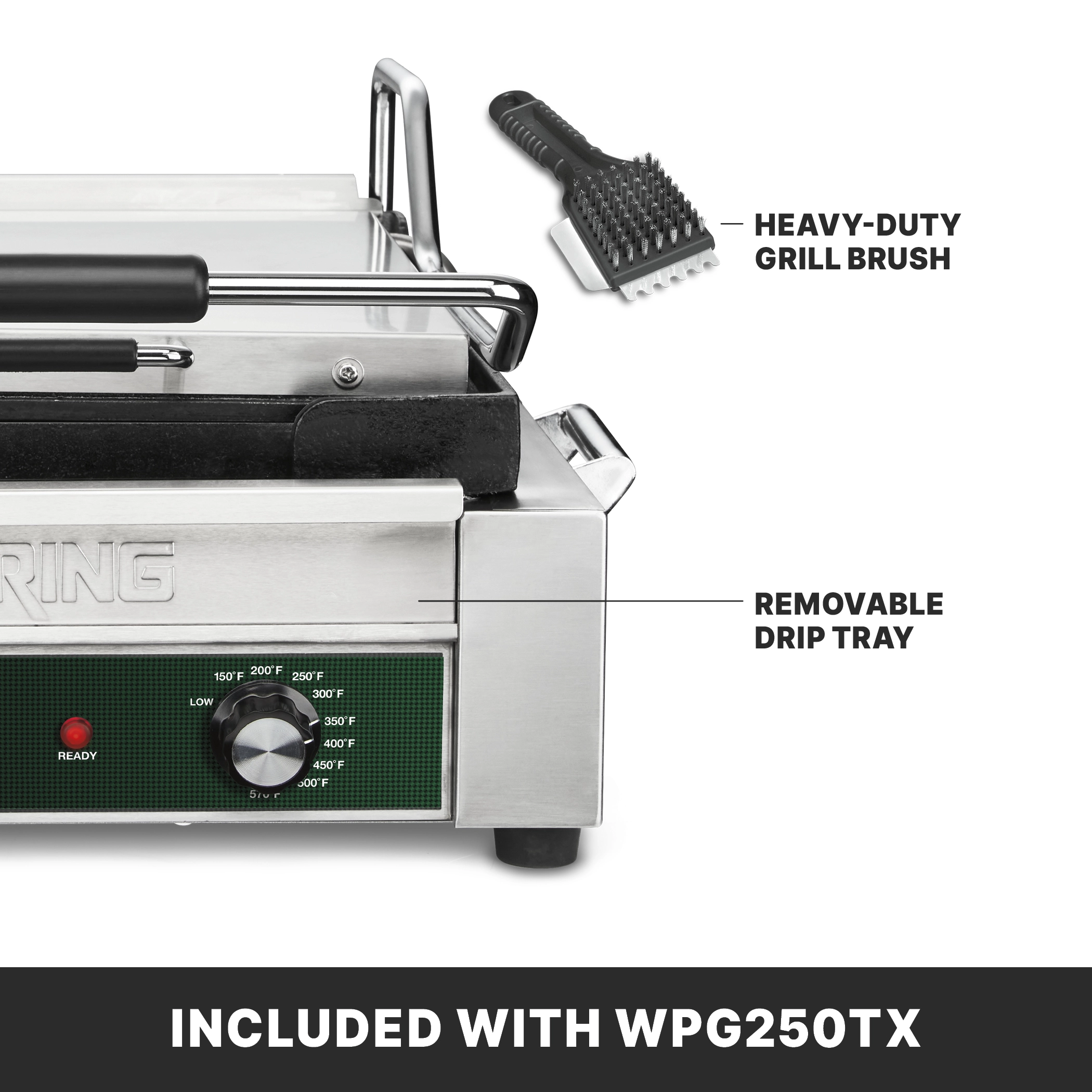 Ribbed Panini Grill with Programmable Timer, 14.5" x 11"