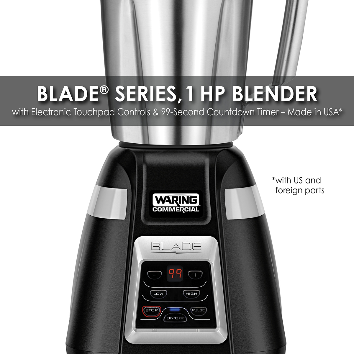 Blade Blender with Timer and Stainless Steel Container