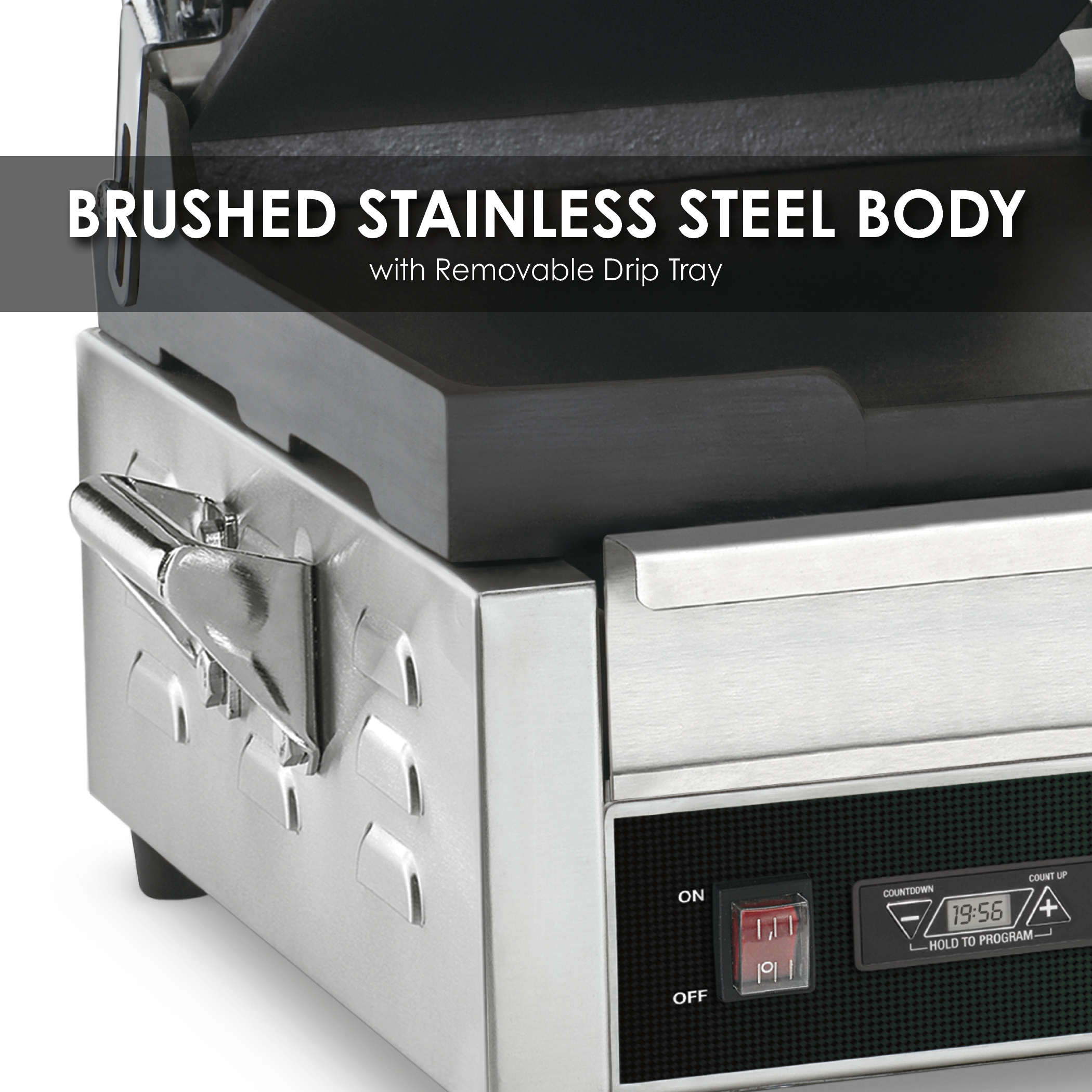 Double Flat Panini Grill with Timer, 9.75" x 9.25", 240 Volt