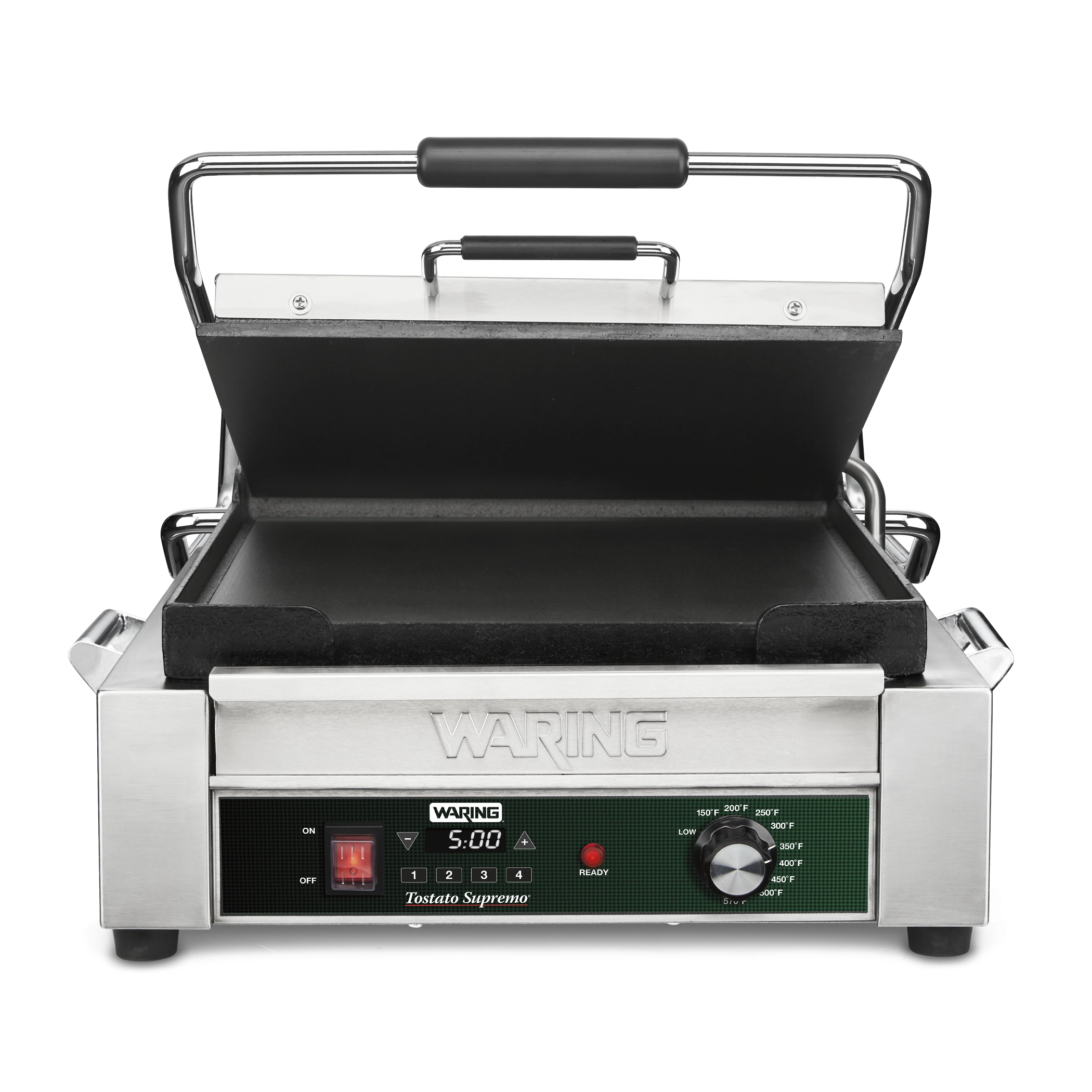 Flat Panini Grill with Programmable Timer, 14" x 14"