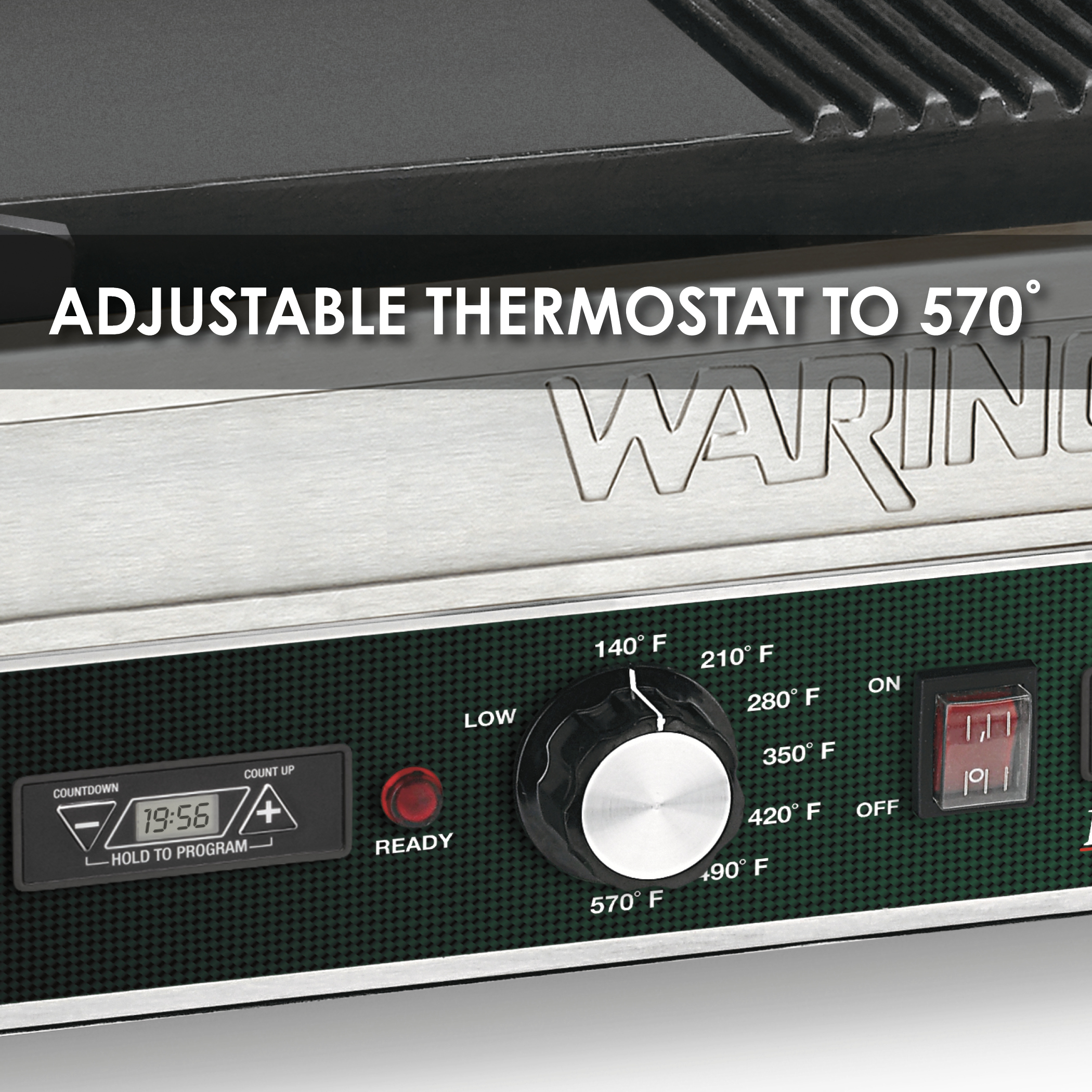 Double Flat Panini Grill with Timer, 17" x 9.5", 240 Volt