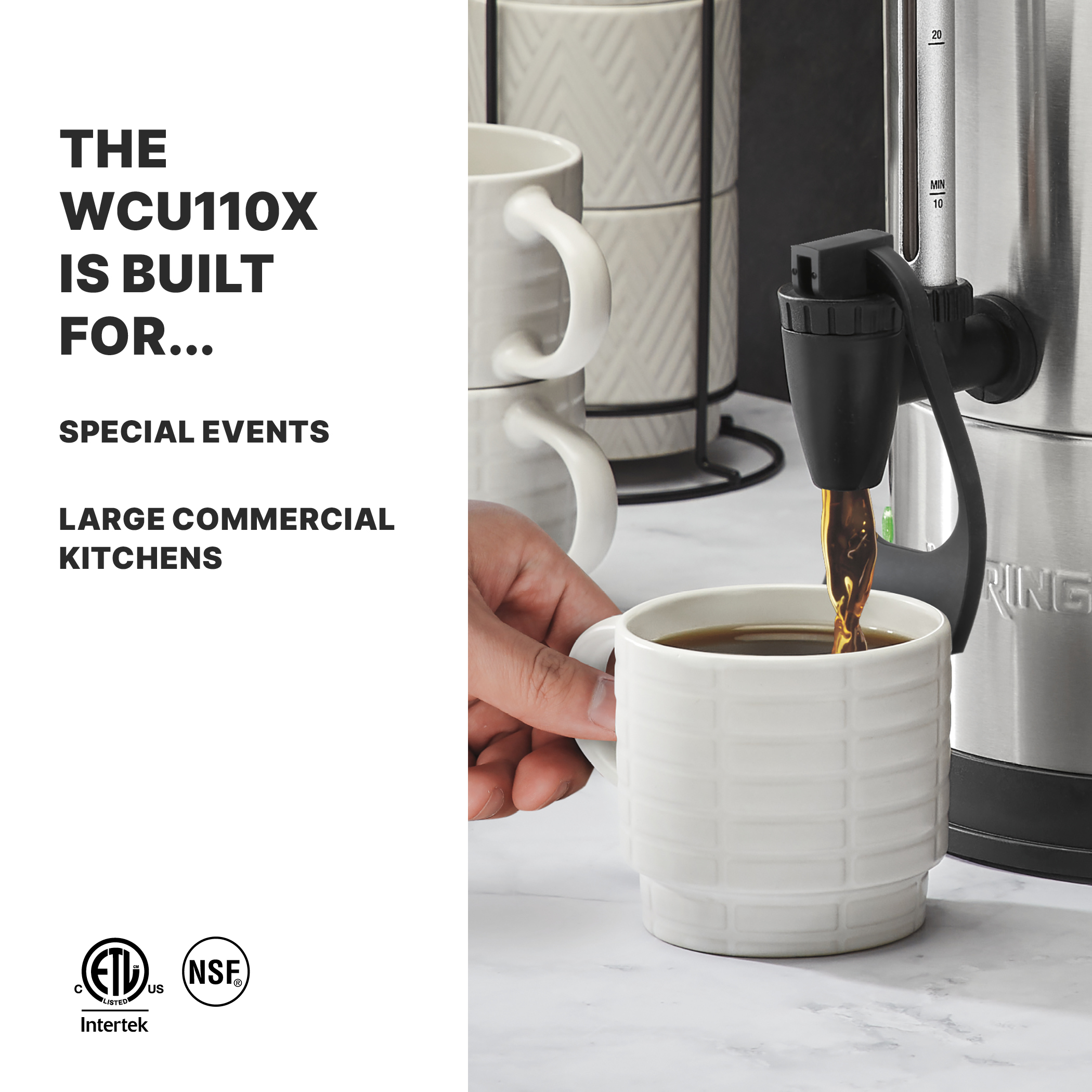 110-Cup Coffee Urn | Stainless Steel | Waring