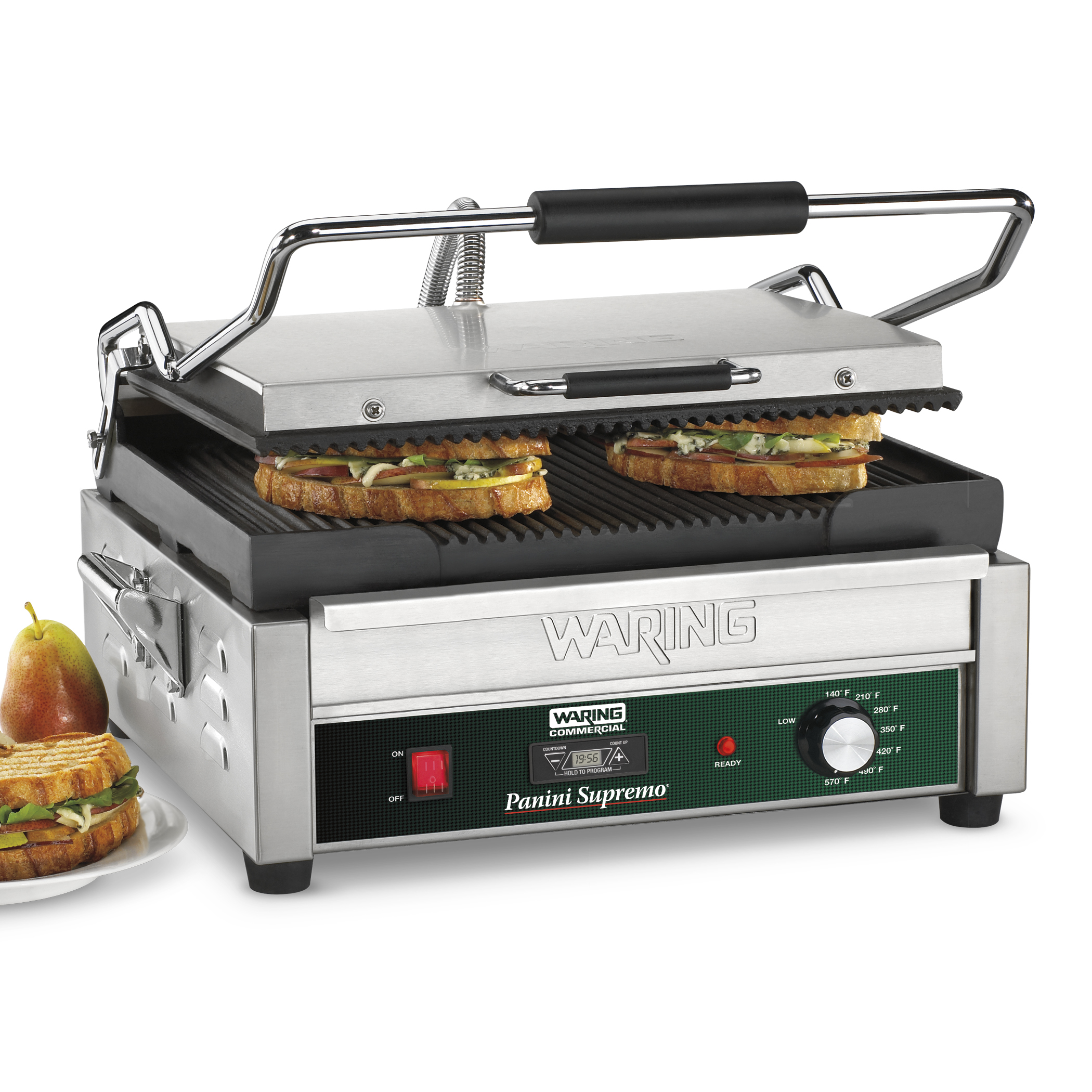 Ribbed Panini Grill with Timer, 14.5" x 11", 208 Volt